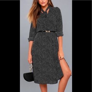 Lulu’s Polka Dot Long Sleeve Midi Dress